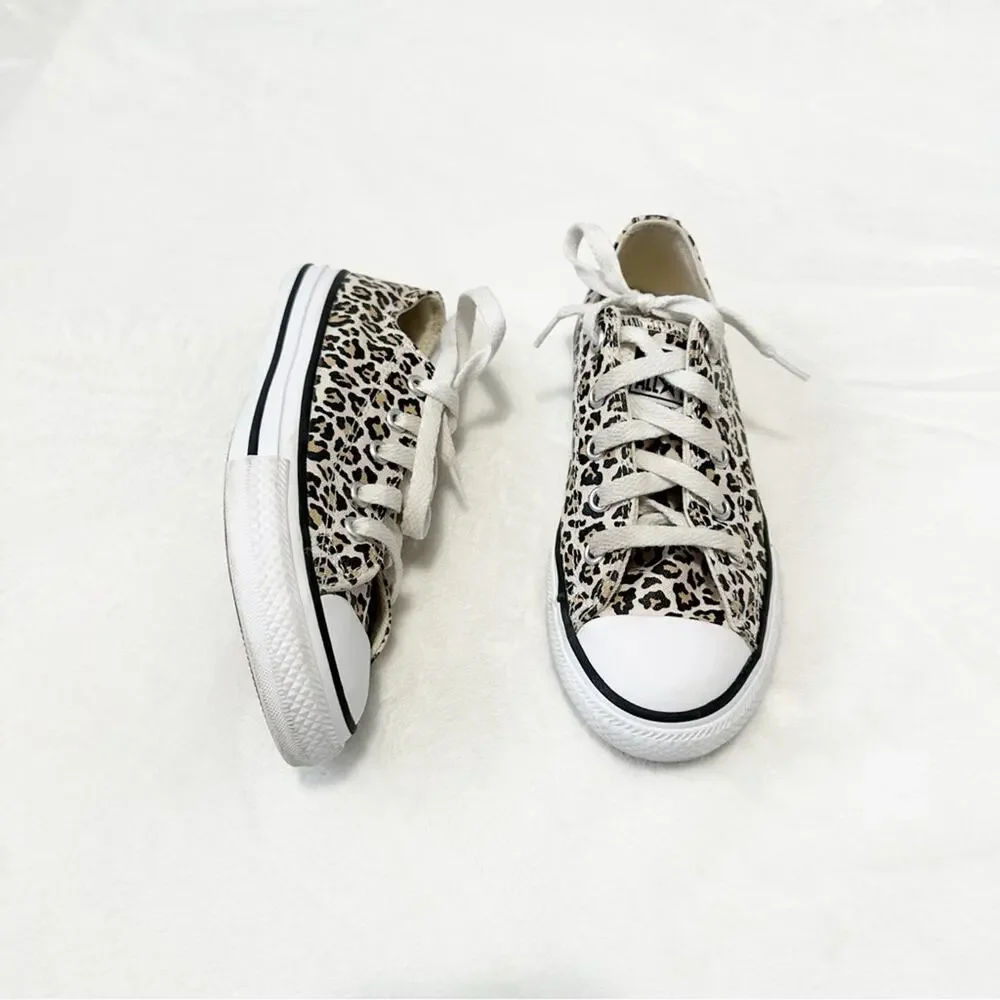 Converse All Stars leopard print sneakers kids unisex shoes size 1 athletic